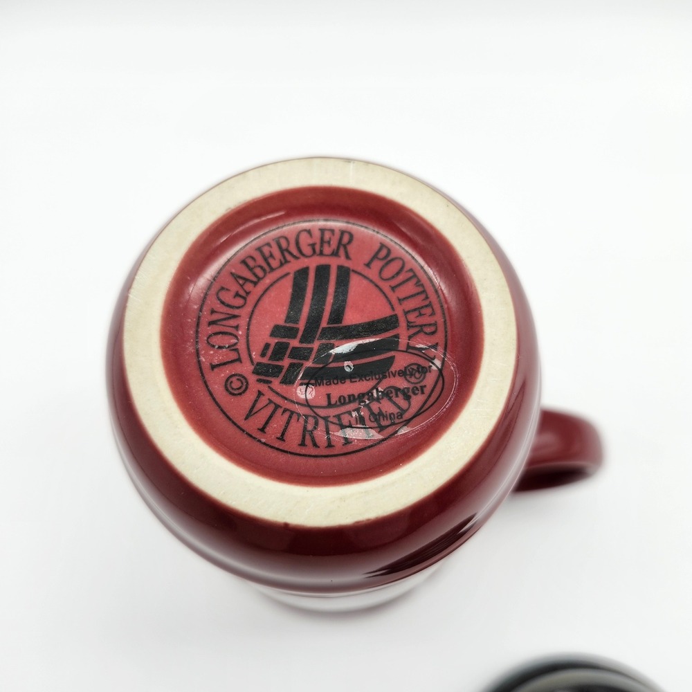 Longaberger Woven Traditions Paprika Red Ceramic Pottery Coffee Travel Mug Lid - Picture 6 of 6